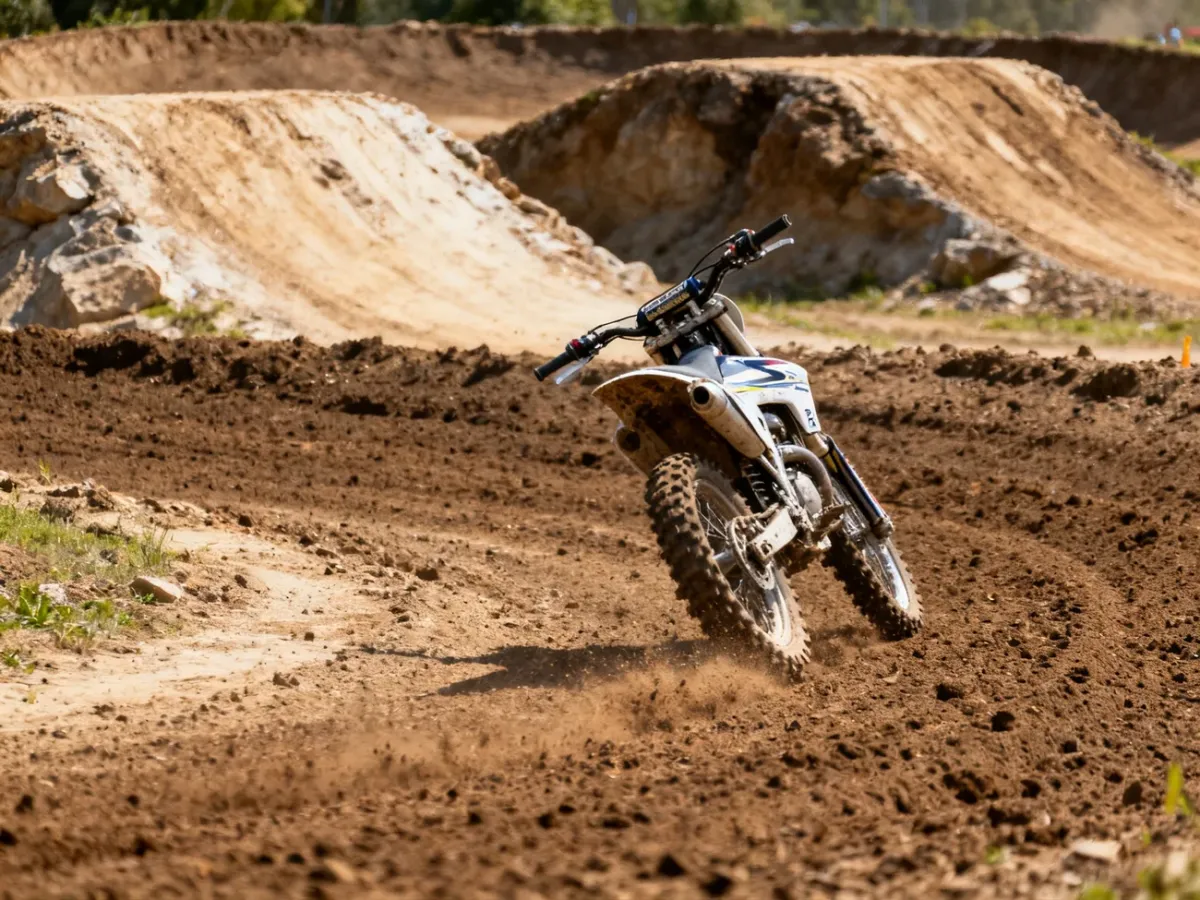 Motocykl crossowy bez wyposażenia drogowego na zamkniętym torze motocrossowym